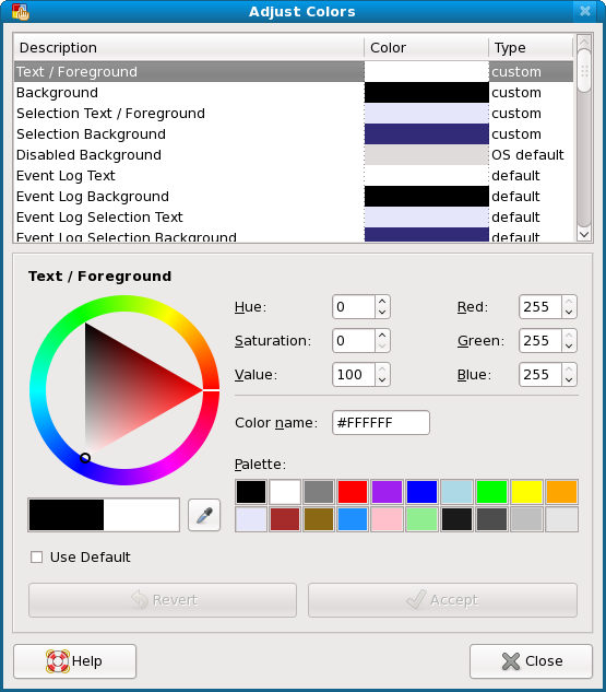 Color Adjustment Window Tixati